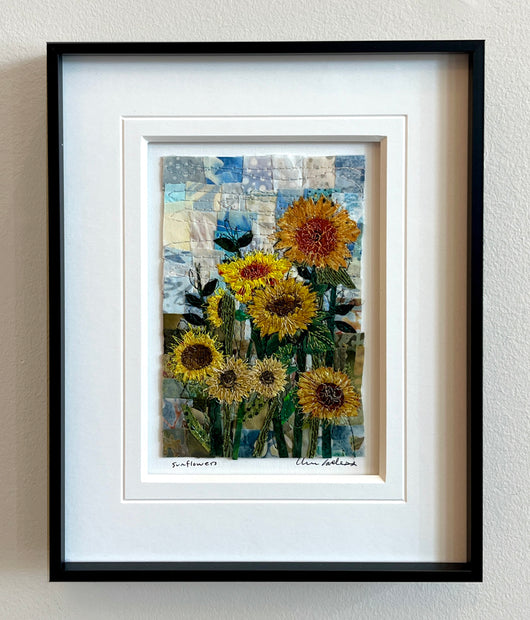 Sunflowers Mosaic framed in black