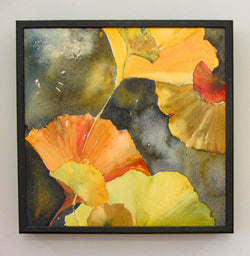 Evening Ginkgo Leaves Four Giclee on Canvas Framed