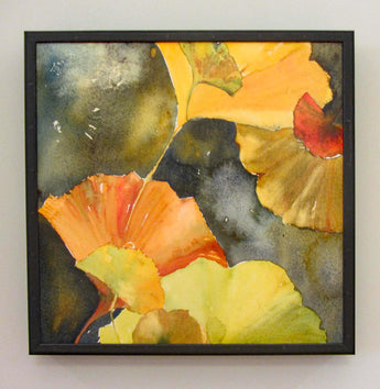 Evening Ginkgo Leaves Four Giclee on Canvas Framed