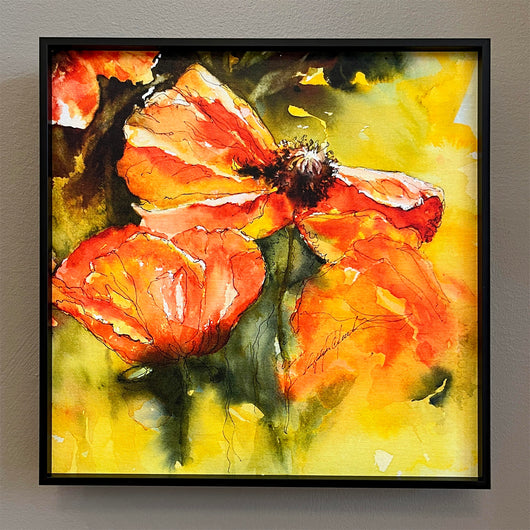 Poppy Duet Framed Giclee 12 x 12