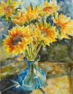Sunflowers for the Blues Watercolor Painting