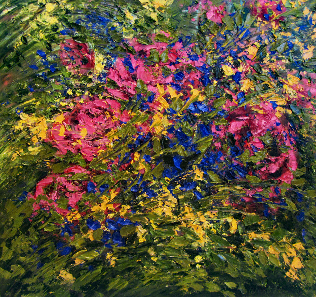 textured floral, pinks, yellows and blues Oil Painting Lake Effect