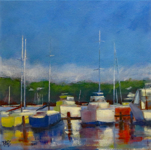 At the Marina Oil Painting