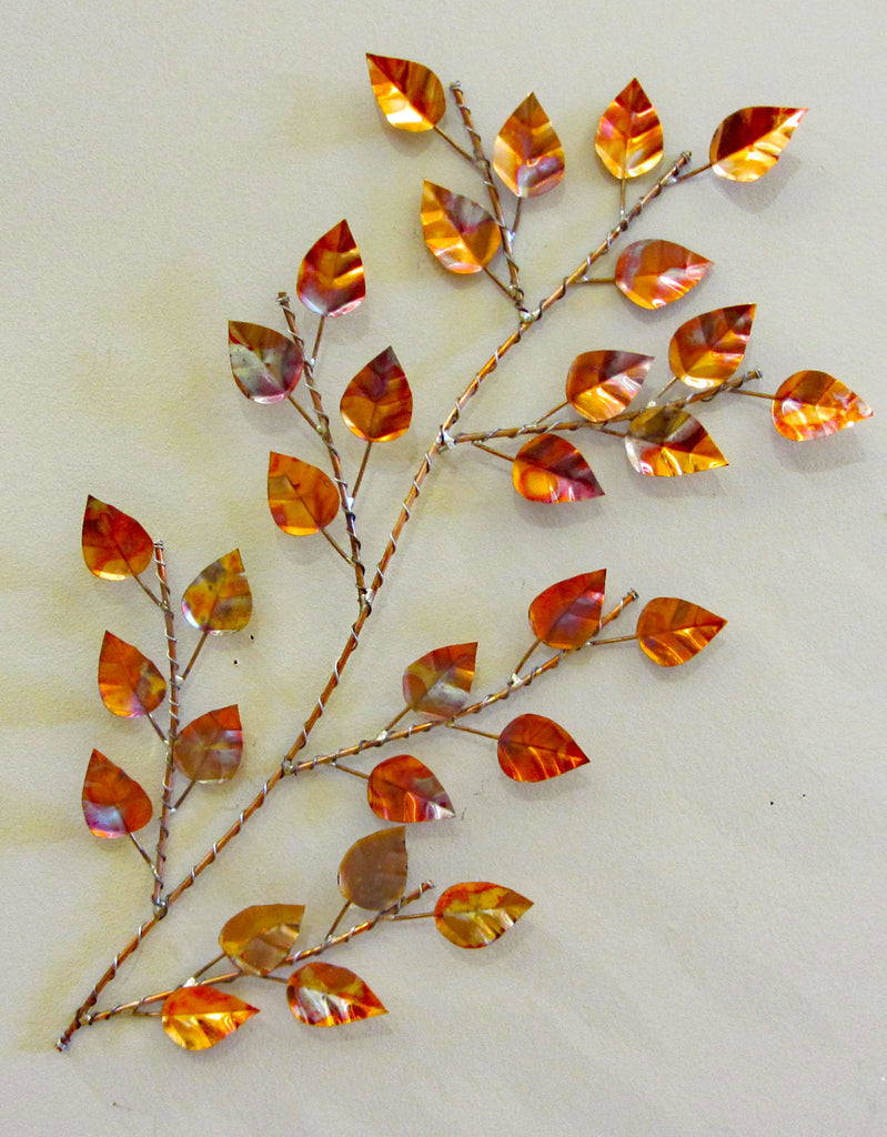 Metal wall sculpture Copper Leaves branch Lake Effect Gallery