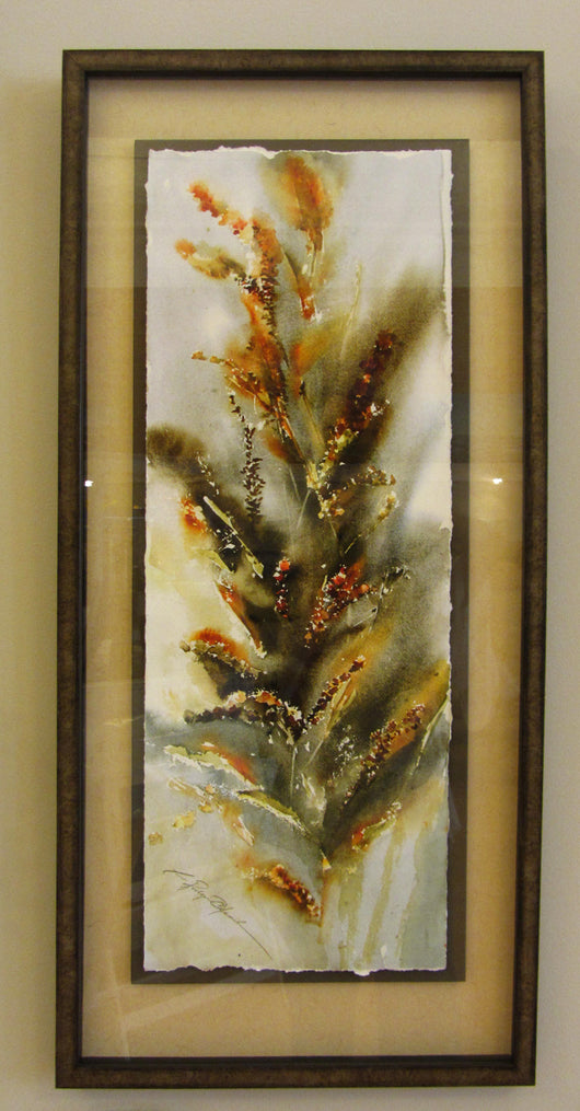 Berries and Cat Tails giclee Framed 'Classic Float'