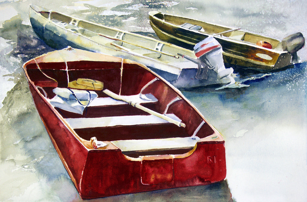 fishing boats northern michigan rustic boats Drummond Island art print
