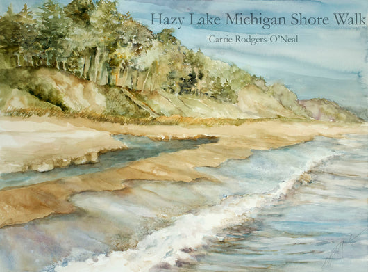Hazy Lake Michigan Shore Walk Giclee