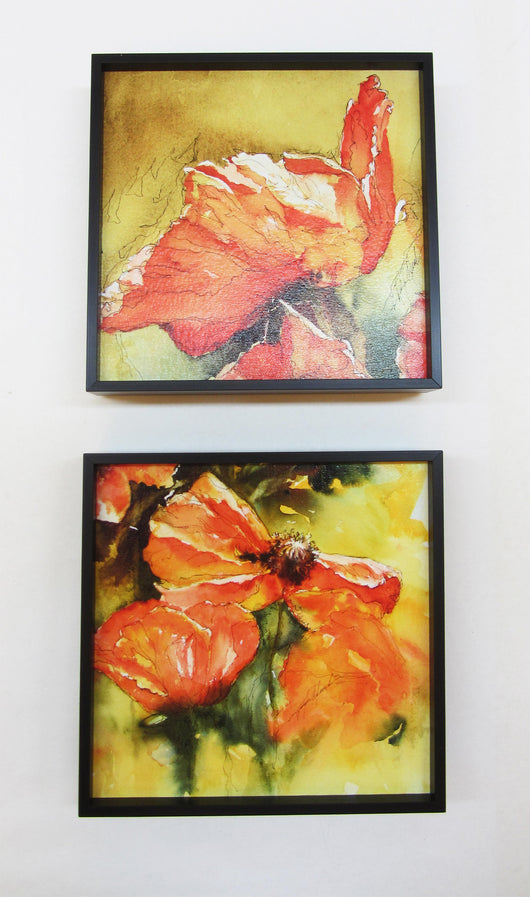 Calligraphy And Poppies Framed Giclee