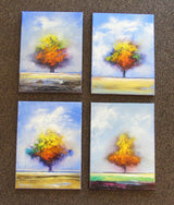 Miniature Colorful Tree Oil Painting