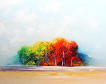 Sculpted Trees In Fall Oil Painting