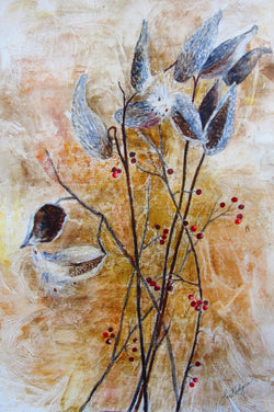 Milkweed and Berries Watercolor Painting