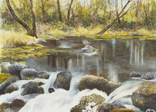 Fall Along Au Sable Watercolor Painting