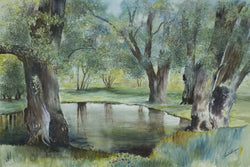 Spring Pond Watercolor Painting