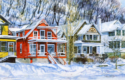 Cottage Row Winter Giclee