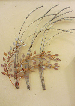 Wire Wrapped Grass with Silver Buds and Leaves