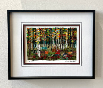 Autumn framed quilted fabric painting