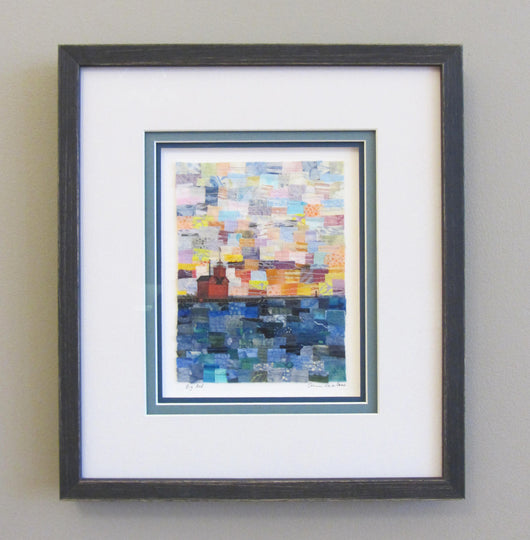 Big Red Lighthouse Mosaic framed