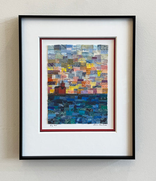 Big Red Lighthouse Mosaic Vertical framed