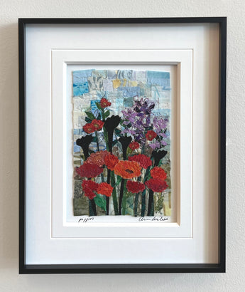 Poppies Mosaic framed in black