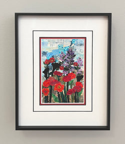 Poppies Mosaic Framed in black metal