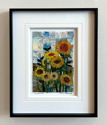 Sunflowers Mosaic framed in black