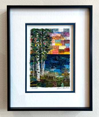 Sunset Mosaic Framed in Black Metal