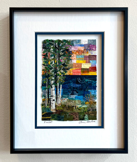 Sunset Mosaic Framed in Black Metal