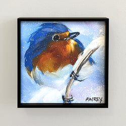 Blue Bird in Snow Framed Giclee