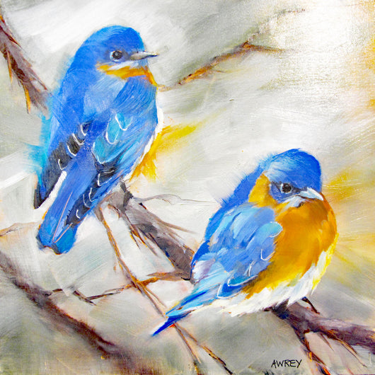 Bluebird Duet Oil Painting