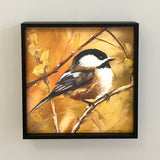 Chickadees Love Gold framed giclee