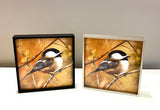 Chickadees Love Gold framed giclee