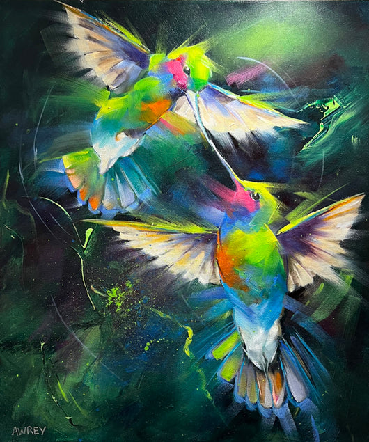 Flit and Flutter oil painting