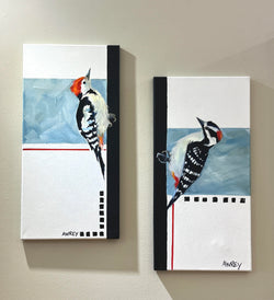 Woodpecker I and Woodpecker II Oil Painting