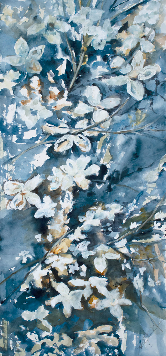 Dogwood Blooms and Branches III watercolor painting
