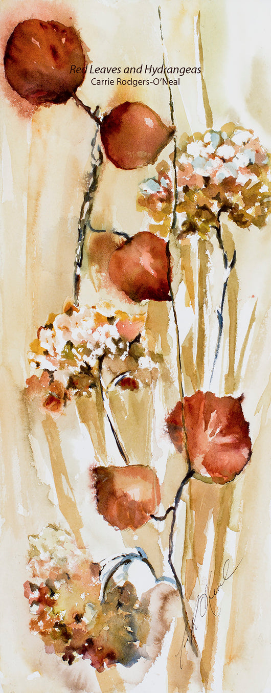 Red Leaves And Hydrangeas Giclee