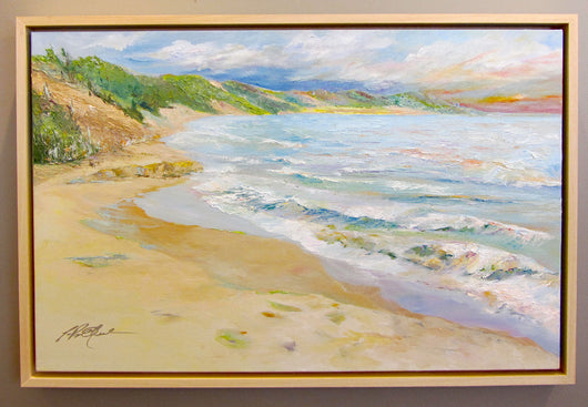Sunset Surf and Sand Framed Oil Painting