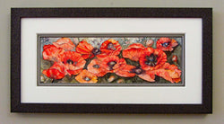 Poppies at Dusk with Calligraphy Framed Giclee
