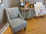 Slipper Chair Linen Spa Blue