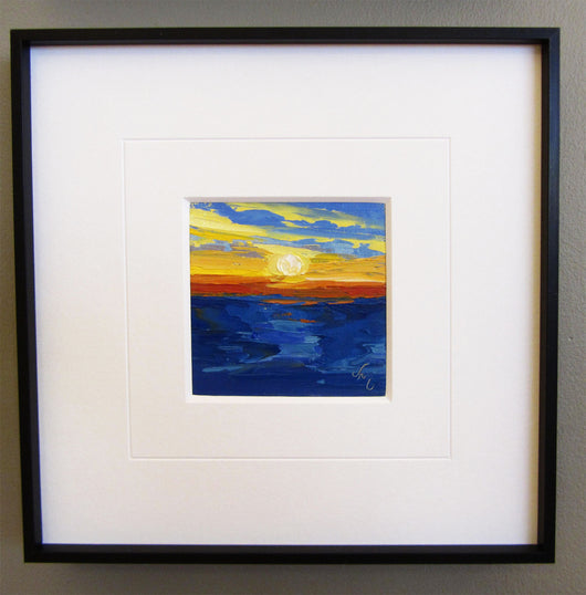 Mini Sunset Framed Oil Painting