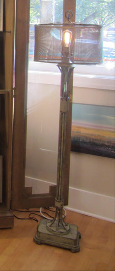 Uttermost steampunk floor lamp in aged verdigri