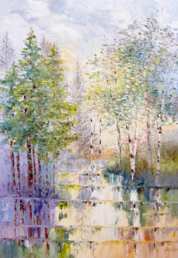 Birch and Pine Lake Treasures Oil Painting