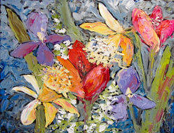 Spring Tulips, Daffodils, Iris Beauty Oil Painting