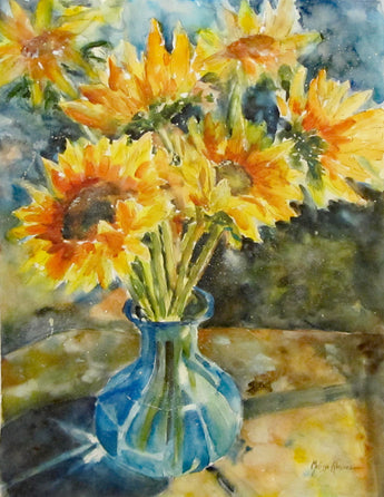 Sunflowers for the Blues Watercolor Painting
