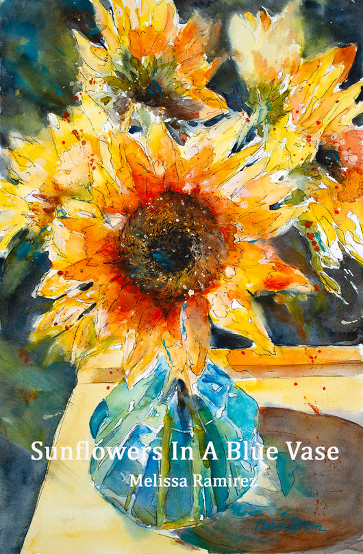 Sunshine In a Blue Vase Watercolor Painting