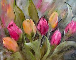 Colorful Tulips III Oil Painting
