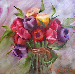 Mini Tulip Bouquet Oil Painting