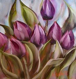 Purple Tulips Oil Painting