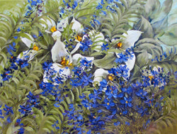 Trillium Forget Me Not Fern Oil Painting