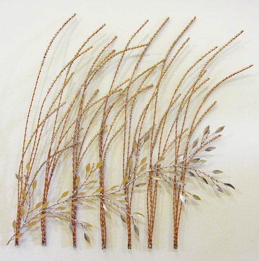 Copper Grass Wrapped in Silver with Silver Leaves