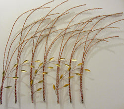 Copper Grass with Silver Seed Buds and Gold Leaves